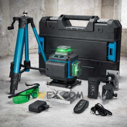 Професійний лазерний рівень нівелір з триногою в кейсі Jumpex синій 2369 (509)