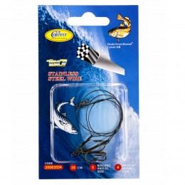Поводок рыболовный Cortest 35 см 2 тройные крючки Size 4 Stainless Steel Wire 1x7, максимальная стойкость