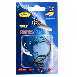 Повідець рибальський Cortest 35 см 2 потрійні гачки Size 4 Stainless Steel Wire 1x7, максимальна стійкість