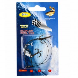 Поводок рыболовный Cortest 35 см 2 тройные крючки Size 6 Stainless Steel Wire 1x7, максимальная стойкость