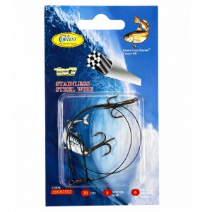Повідець рибальський Cortest 35 см 2 потрійні гачки Size 6 Stainless Steel Wire 1x7, максимальна стійкість