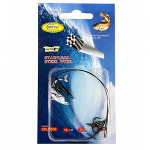 Повідець рибальський Cortest 35 см 2 потрійні гачки Size 8 Stainless Steel Wire 1x7, максимальна стійкість