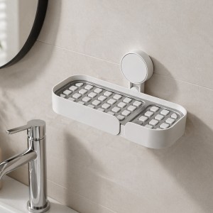 Настінна мильниця з дренажною решіткою самоклеюча без свердління 23 × 9.5 × 3.5 см, 134 (1142)