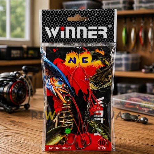 Готовая оснастка Winner CS-67 Size 10 на карася рыболовный монтаж с крючками для мирной рыбы