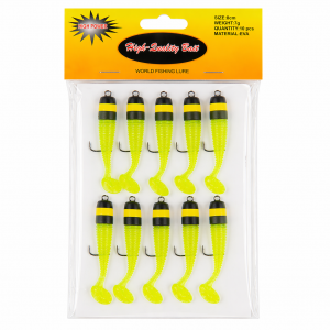 Набір риболовних приманок Воблери мандули з віброхвостом для спінінга 5 см 3 г EVA 10 шт Жовтий (988)