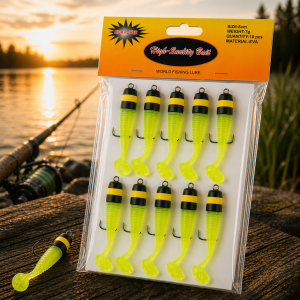 Набір риболовних приманок Воблери мандули з віброхвостом для спінінга 5 см 3 г EVA 10 шт Жовтий (988)