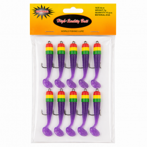 Набір риболовних приманок Воблери мандули з віброхвостом для спінінга 5 см 3 г EVA 10 шт Фіолетовий (988)