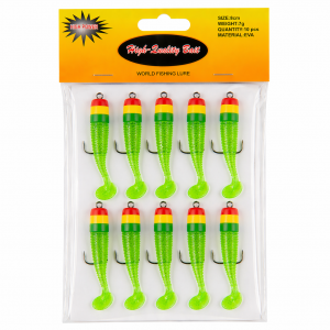 Набір риболовних приманок Воблери мандули з віброхвостом для спінінга 5 см 3 г EVA 10 шт Зелений (988)
