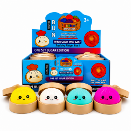 BUN Squishy Dumpling сквиш бао булочка/пельмень 5,5 см — мягкая игрушка-сквиши, фиджет для руккапсула-корзина «bamboo steamer» Случайный цвет (OX)