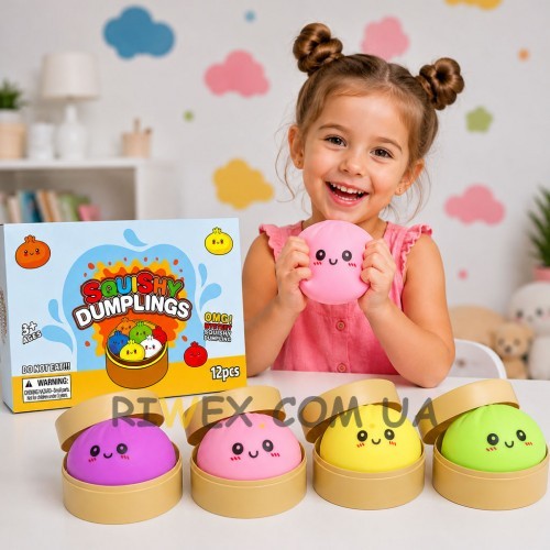 Антистрес іграшка сквіш BUN Squishy Dumpling м'яка іграшка булочка пельмень 8.5 см випадковий колір (OX)