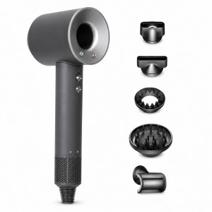 Фен-стайлер HAIR DRYER 5в1 з насадками та іонізацією 1600 Вт для укладки волосся, Сірий (X05/2870)