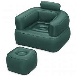Надувное кресло с подлокотниками и спинкой пуфик-подставка для ног Bestway Comfi Cube Lounger 75137 107×99×80 см Зеленый (AT)