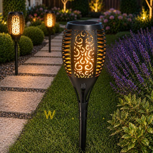 Уличный садовый фонарь Solar Flame LED 50 см с мерцающим эффектом живого пламени (4409/11021)