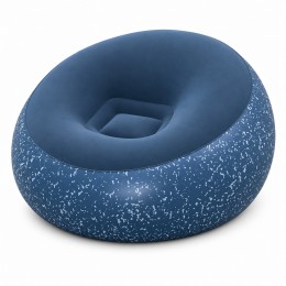 Надувное велюровое кресло Bestway 75154 112×112×66 см для дома, балкона и отдыха, Синий (AT)