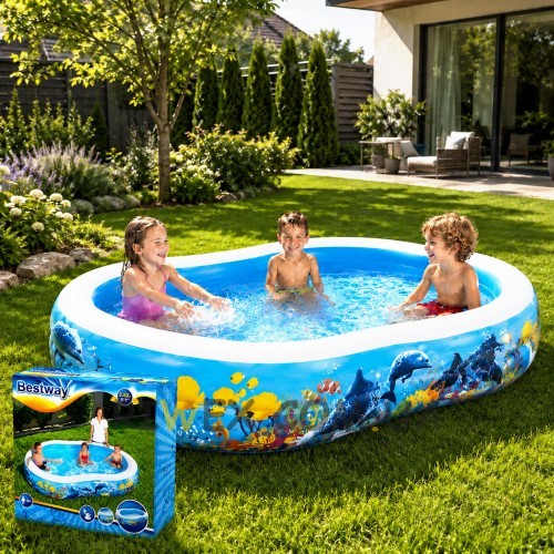 Басейн дитячий надувний Bestway 54118 Дари Океану 262x157x46 см 544 л для дачі та відпочинку (AT)