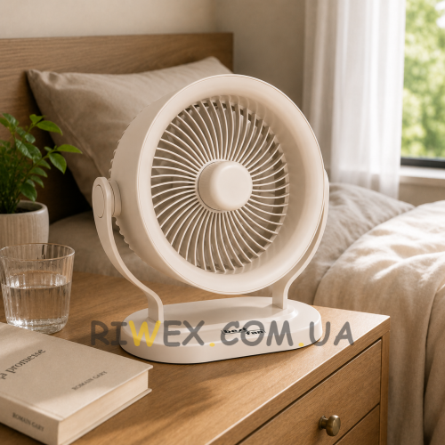Настольный аккумуляторный вентилятор Bestfan BT-003 USB 15 см, 3 скорости, DC 5V 5W, регулировка наклона 90° кабель USB (X35)