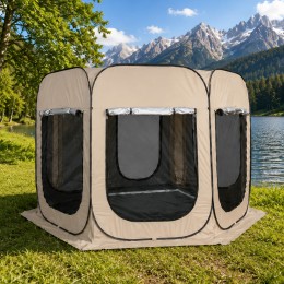 Кемпінговий намет-шатер №33 бежевий 320х320х220 см Oxford 210T PU3000 для дачі та природи (5650)