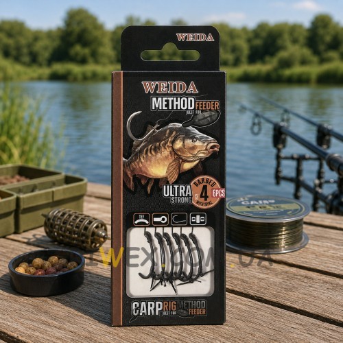 Готові поводки для коропової риболовлі комплект 6в1 Weida Method Feeder QZ-14, розмір 4 (5650)