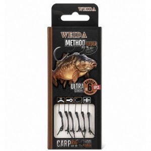 Готові поводки для коропової риболовлі комплект 6в1 Weida Method Feeder QZ-14, розмір 6 (5650)