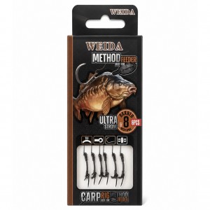 Готовые поводки для карповой рыбалки комплект 6в1 Weida Method Feeder QZ-14, размер 8 (5650)