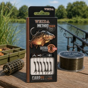 Готовые поводки для карповой рыбалки комплект 6в1 Weida Method Feeder QZ-14, размер 8 (5650)