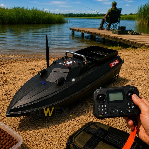 Прикормочний кораблик для риболовлі D80 GPS швидкість до 30 км/год 1 бункер 500м керування 46000mAh, чорний(SF)