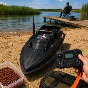 Прикормочний кораблик для риболовлі D80 GPS швидкість до 30 км/год 1 бункер 500м керування 60000mAh, чорний(SF)