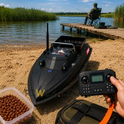 Прикормочний кораблик для риболовлі D80 GPS швидкість до 30 км/год 1 бункер 500м керування 60000mAh, чорний(SF)