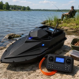 Кораблик радиоуправляемый ZV1 GPS 12000 mAh 7.4V для завоза прикормки и рыболовных снастей, Черный (КР)