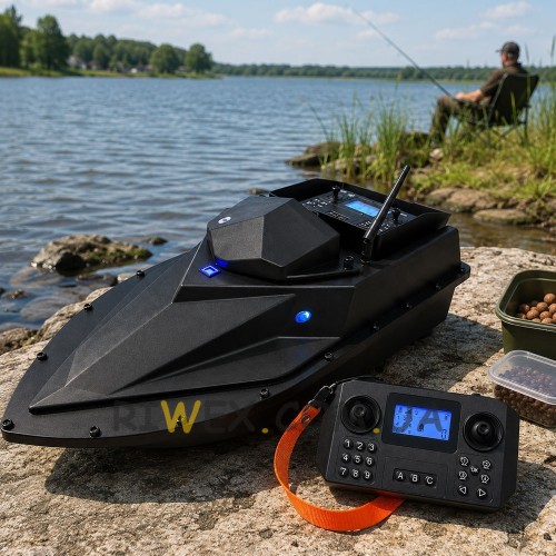 Кораблик радиоуправляемый ZV1 GPS 12000 mAh 7.4V для завоза прикормки и рыболовных снастей, Черный (КР)