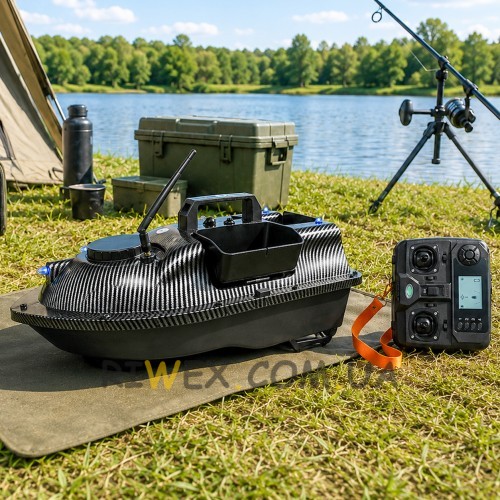 Прикормочний кораблик V18 GPS на радіокеруванні для риболовлі 12000mAh 7.4V чорний карбон для снастей(КР)