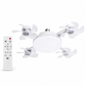 Вентилятор-лампа LED AY1053 під цоколь E27 з пультом, 3 режими освітлення, 4 вентилятори, біла (626/1569)