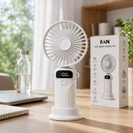 Вентилятор портативный A18 аккумуляторный, LED-дисплей, USB зарядка, 3 скорости, регулируемый наклон 90°(AX)