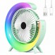 Вентилятор настільний акумуляторний A3 з RGB підсвічуванням, USB, поворотний 180 °, 3 режими роботи, Зелений (AX)