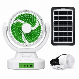 Сонячний настільний акумуляторний вентилятор 6 дюймів із LED-лампою, USB Type-C, 2 швидкості, панель 6V 4W — GDTIMES GD-8022 (АХ)