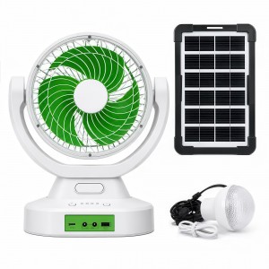 Сонячний настільний акумуляторний вентилятор 6 дюймів із LED-лампою, USB Type-C, 2 швидкості, панель 6V 4W — GDTIMES GD-8022 (АХ)