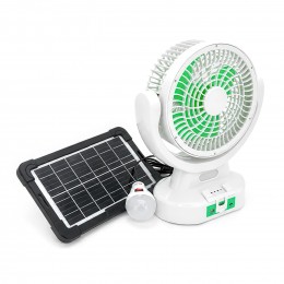 Солнечный настольный аккумуляторный вентилятор 6 дюймов с LED-лампой, USB Type-C, 2 скорости, панель 6V 4W — GDTIMES GD-8022 (АХ)