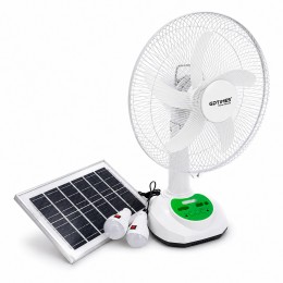 Аккумуляторный вентилятор с солнечной панелью, автоповоротом и 2 LED лампами GDTIMES GD8069LI-14, 35 см (AX)