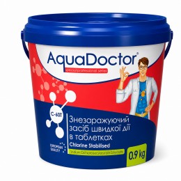 Таблетки шокового хлору AquaDoctor C-60T 0.9 кг для басейнів 60% хлору швидка дезінфекція води(AT/040895)