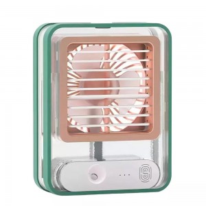 Портативний вентилятор зі зволожувачем повітря USB LED-нічник акумулятор 1500 мА·год 4.5W, Зелений (AMN)