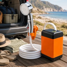 Душ туристический производный аккумуляторный 7500 mAh с дисплеем температуры насосом USB, 3 л/мин (AMN)