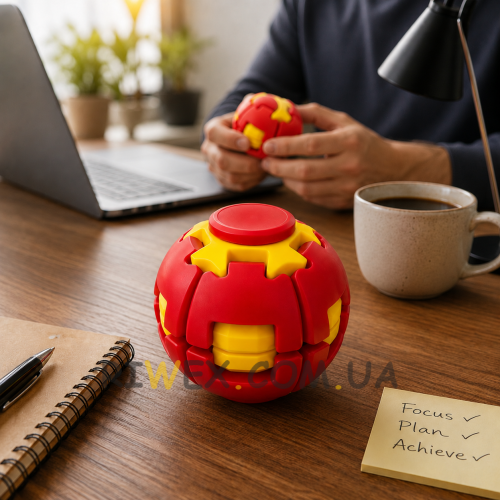Настольная игрушка антистресс 3D фиджет-шар для рук, механический сенсорный спинер без батареек Красный (YAS)