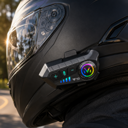 Бездротова мотогарнітура Bluetooth навушники з мікрофоном для дзвінків Y10 2000 мАг, Type-C, IPX6 Чорна (509/4666)