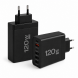Мережевий зарядний пристрій 26X188 120W на 6 USB-портів USB-C та USB-A для смартфонів і ноутбуків, Чорний  (509/5082)