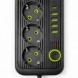 Сетевой удлинитель Power Socket F09U с USB Type-C, 3 розетки, 4 USB, кабель 2 м, 2500 Вт, черный (509/3065)