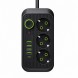 Сетевой удлинитель Power Socket F09U с USB Type-C, 3 розетки, 4 USB, кабель 2 м, 2500 Вт, черный (509/3065)