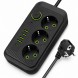 Сетевой удлинитель Power Socket F09U с USB Type-C, 3 розетки, 4 USB, кабель 2 м, 2500 Вт, черный (509/3065)