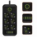 Сетевой удлинитель Power Socket F06U с USB Type-C, 6 розеток, 4 USB, кабель 2 м, 2500 Вт, черный (509/4705)