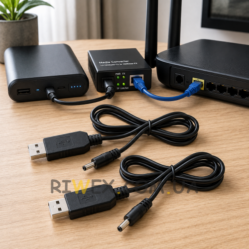 Набор кабелей питания для роутера Wi-Fi от павербанка USB DC 12V+12V переходник для модема PON ONU медиаконвертера