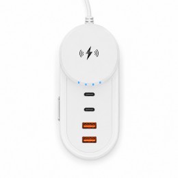 Универсальное зарядное устройство 26X-201 5,1 A беспроводная зарядка, 2 USB и 2 Type-C для гаджетов, Белый (509/5088)